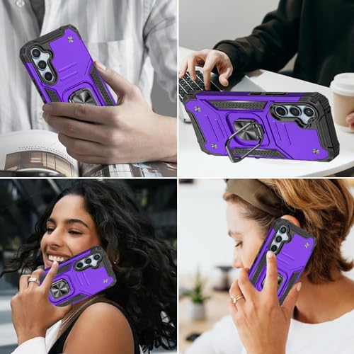 for Samsung S23 FE Case: S23 FE Case with Screen Protector: (Heavy Duty) Military Grade 360° Rotatable Kickstand Shockproof Protective Cases for Samsung Galaxy S23 FE (Purple) - color: Samsung S23 FE Case Purple