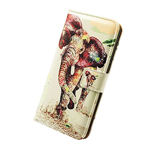 Bcov Case for iPhone 13 Pro, Elephant Pattern Leather Flip Phone Case Wallet Cover with Card Slot Holder Kickstand for iPhone 13 Pro - color: Colorful Elephant Pattern