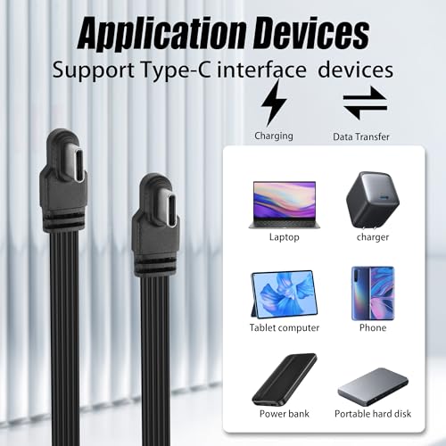 YACSEJAO 90 Degree USB C to USB C Cable,15cm/0.5ft, Side to Side Angle