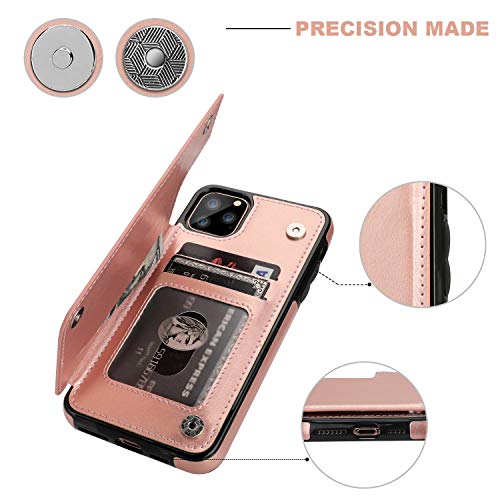 ONETOP for iPhone 11 Pro Max Wallet Case with Credit Card Holder,Rosegold - color: Rose Gold