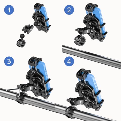 LOKTENWO Adjustable Motorcycle Phone Mount with Triple Vibration Dampener