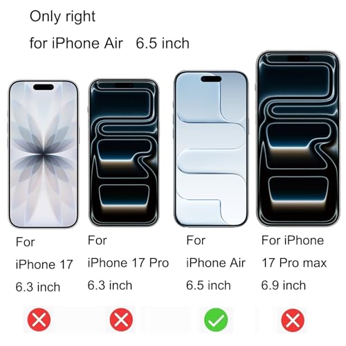2 Pack Anti-Blue Privacy Tempered Glass for iPhone Air Anti-Spy Screen Protector Film Electroplated Gradient Blue 6.5 inch - size: For iPhone Air