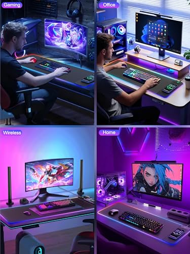 Mouse Pad with 15W Wireless Charging, RGB Gaming Mousepad, 31.5"x11.8" - color: RGB Right-Touch Control-31.5"x11.8"