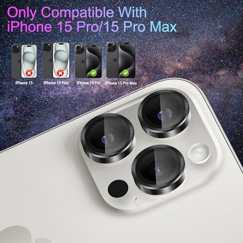 Camera Lens Protector for iPhone 15 Pro/15 Pro Max, Black - color: Black
