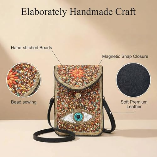 Small Crossbody Bags for Women, Cell Phone Shoulder Bag Boho Wallet Purse - color: Colorful