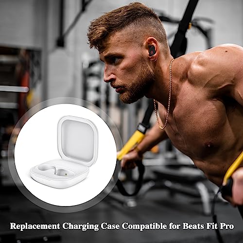 Wireless Charging Case Compatible for Beats Fit Pro, Portable Charger Case Replacement with Bluetooth Pairing Sync Button, 700mAh Built-in Battery (Not Included Earbuds) (White) - color: Beats Fit Pro White