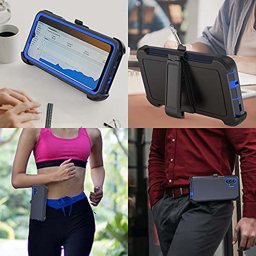 TENCO Compatible with Samsung Galaxy A32 5G Case,with Screen Protectors,Heavy Duty Rugged Shockproof Full Body Protection Kickstand Case Belt Clip Holster for 5G(Blue) SM-A326B, SM-A326B/DS - color: Blue