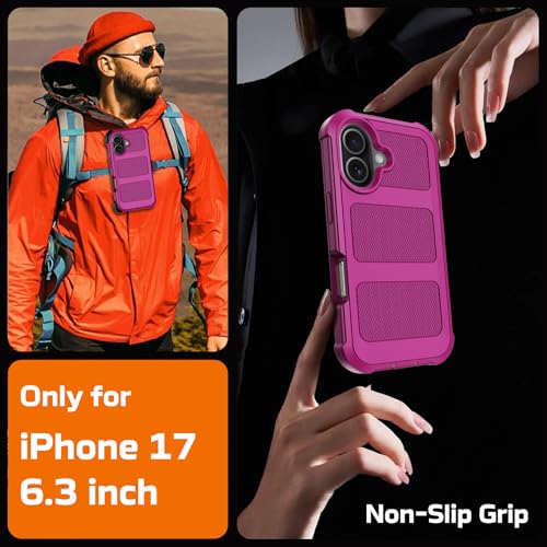 for iPhone 17 Case with Belt Clip Holster & Kickstand,Military Grade Drop Tested Shockproof Heavy Duty Rugged Cover,w/2X Screen Protectors Defender Bumper Protective Cases for Apple 17 (Burgundy) - color: Burgundy