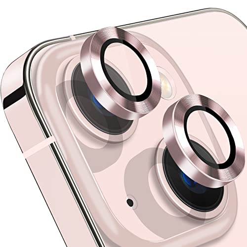 for iPhone 13 Mini/iPhone 13 Camera Lens Protector, Anti-Scratch 9H Tempered Glass Metal Camera Screen Protector Shockproof Cover Film Ring -2 Pcs Pink - color: Pink