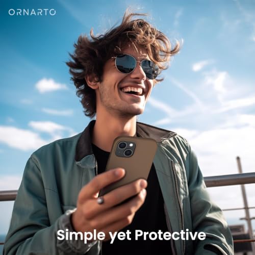 ORNARTO Compatible with iPhone 15 Case 6.1, Slim Liquid Silicone 3 Layers Full Covered Soft Gel Rubber Phone Case, Anti-Scratch Shockproof Protective Cover 6.1 Inch, Brown - color: Brown