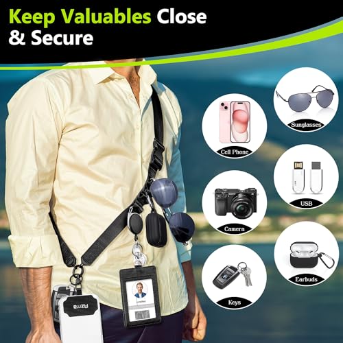 Azrra Phone Lanyard Crossbody with Retractable Badge Holder & Phone Tether