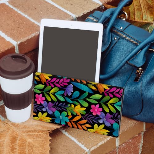 CoBak Checkbook Cover for Women & Men - PU Leather Case with RFID Blocking | Classic Design Check Book Holder for Personal and Business - color: Bloom Garden