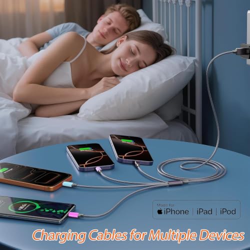 4 in 1 Multi Charging Cable 4ft 2 Pack,Braided MFi Certified Charger Cable - color: Multicolor-4ft-2Pack