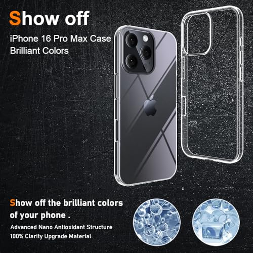 Silicone Clear iPhone 16 Pro Max Case,Ultra Thin with Comfort Grip | Soft Slim-Fit TPU iPhone 16 Pro Max Phone Cover,Non-Slip,Shockproof Protection,Scrath-Resistant - size: iPhone 16 pro max case