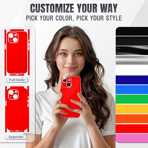 2Pcs Skin Wrap Compatible for iPhone 14 – Slim Decal Vinyl Protective Film for Sides & Back – Sleek Fit, Premium Look – Compatible with All iPhone 14 Cases - Red - color: Red
