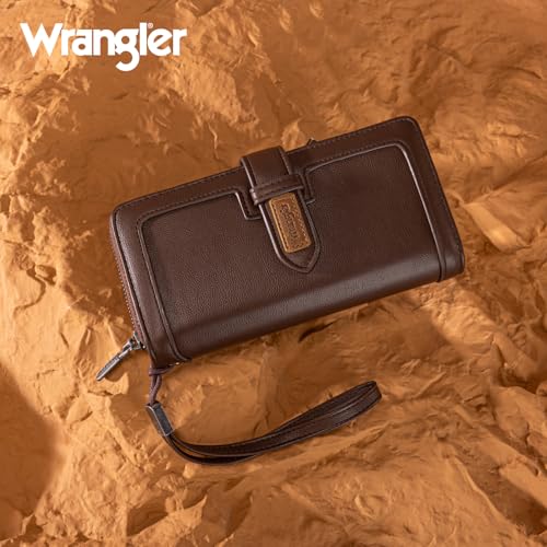 X Wrangler Women's Wallets Bifold Wristlet Wallets for Women Large Capacity Credit Card Wallet with ID Window - color: Coffee