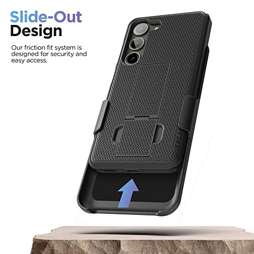 Encased DuraClip Designed for Samsung Galaxy S23 Plus Belt Clip Case with Phone Holster and Kickstand (Matte Black) - size: S23 Plus