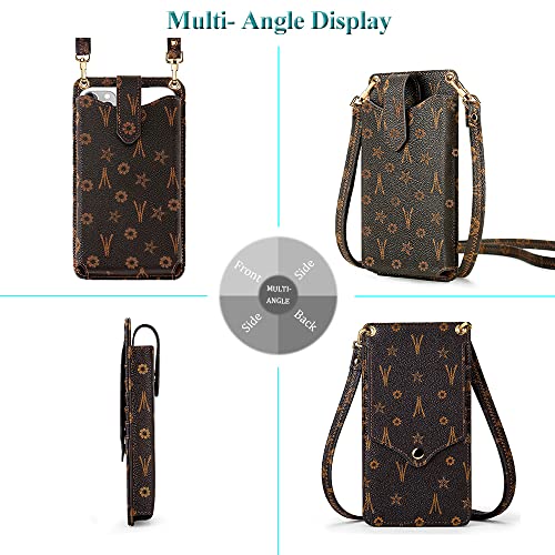 Peacocktion Small Crossbody Cell Phone Purse for Women, Lightweight Mini Small Crossbody Bags for Women with Card Slots - color: 02-brown