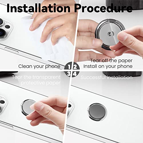 Metal Cell Phone Ring Holder Finger Ring Stand, 360 Degree Rotation Ring Kickstand Grip Holder for Magnetic Car Mount, Silver - color: Silver
