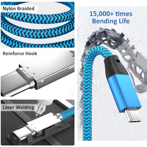 USB C to USB C Cable 100W 0.6FT 2Pack, Short USB C 3.2 Gen 2X2 20Gbps Cable - color: Blue, size: 0.6FT(2PACK)