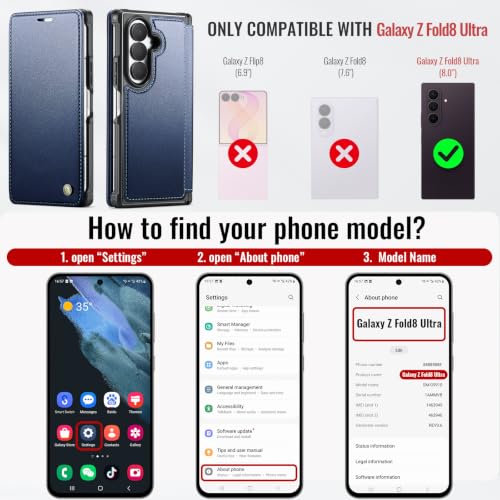 for Samsung Galaxy Z Fold 8 Ultra - Case Wallet Slim, Deep Blue - color: Deep Blue, size: Samsung Galaxy Z Fold 8 Ultra