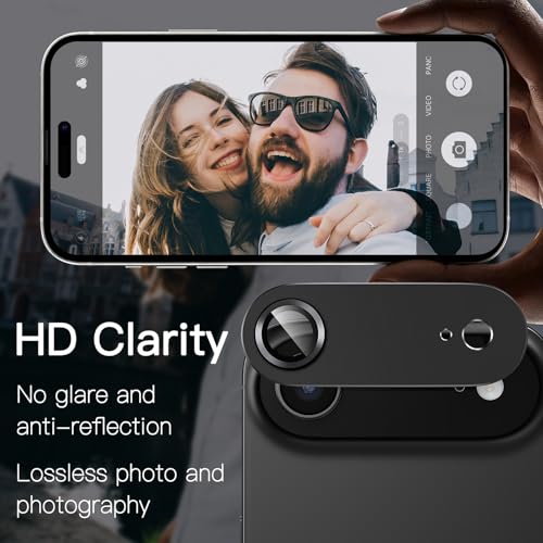 [2 Pack Camera Lens Protector for iPhone 17 Air,9H Tempered Glass,Aviation Aluminum Plate Cover,Night Circle,No Bubble,HD Clarity,Case Friendly,Easy Installation-Black - size: for iPhone 17 Air