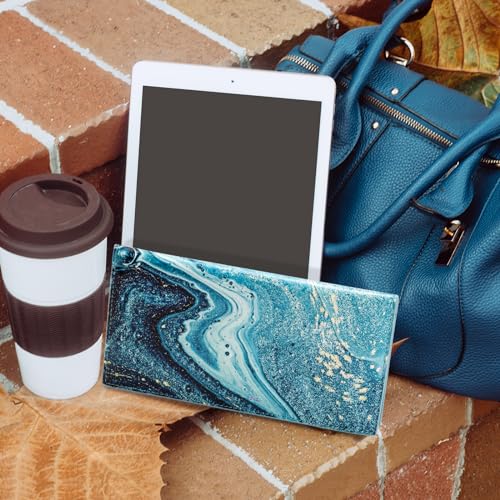 CoBak Checkbook Cover for Women & Men - PU Leather Case with RFID Blocking | Classic Design Check Book Holder for Personal and Business - color: Green Marble
