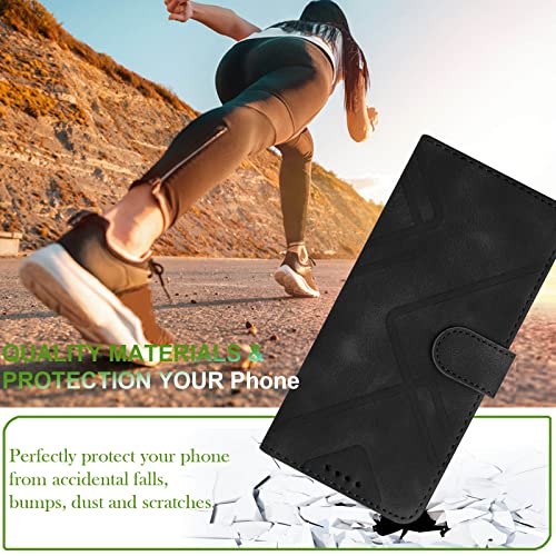 for Samsung S21 Case Wallet Card Holder Strap (Black) | PU Leather Pattern, Card Slots, Cash Pocket, Kickstand, Magnetic Closure, Flip Cover, TPU Inner, Shockproof Protective - color: Black