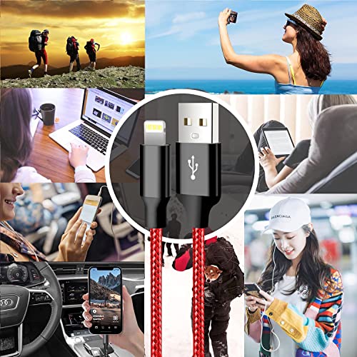 USB to Lightning Cable, 5 Pack iPhone Charger Fast Charging Cord (Red) - color: Red, style: USB-A to L