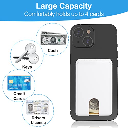 SHANSHUI Phone Card Holder, Silicone Ultra Slim Wallet Stick on Credit Card Holder for Cell Phone Compatible for iPhone, Android & Most Smartphones 3Pack White - color: White x3