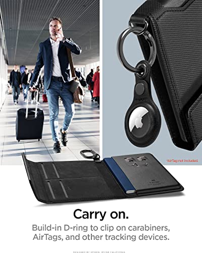 Spigen Life Passport Card Cover Holder, RFID Blocking | Travel Document Organizer, SIM Card Pin Included - Black - color: Black