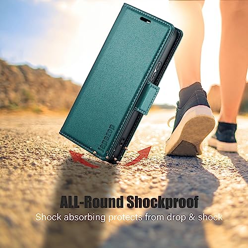Samsung Galaxy S21 5G Wallet Case with Card Holder RFID Blocking Kickstand Magnetic,Leather Flip Case for Samsung Galaxy S21 5G 6.2 Inch (Fashion Green) - color: Fashion Green, size: S21 5G 6.2"
