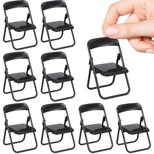 DOITOOL 12-piece Mini Folding Chair Models Black Plastic