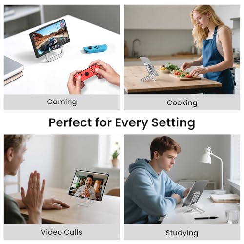 Itramax Tablet Stand for Desk,Foldable iPad Stand,Adjustable Desktop Holder - color: Silver – for Tablet (Max 800g)