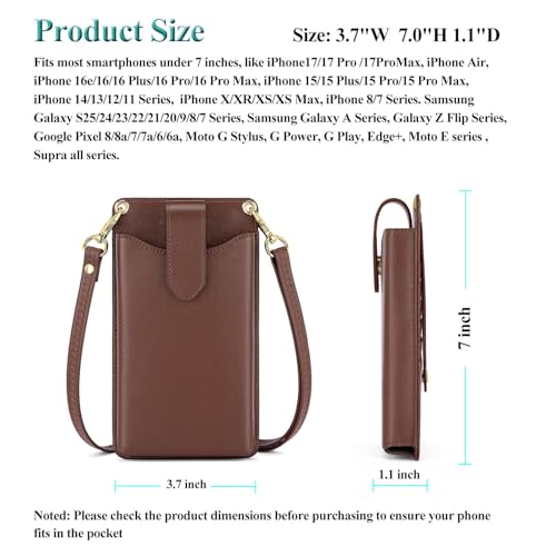 Peacocktion Small Crossbody Cell Phone Purse for Women, Lightweight Mini Small Crossbody Bags for Women with Card Slots - color: 09-chocolate Brown