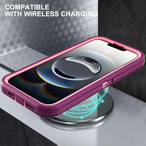 YKHJKLEC for iPhone 16e Case, Military Grade 3 in 1 Heavy Duty Shockproof/Drop Proof/Dust Proof Case with 2Pcs Tempered Glass Screen Protector (Purple/Pink) - color: Purple/Pink