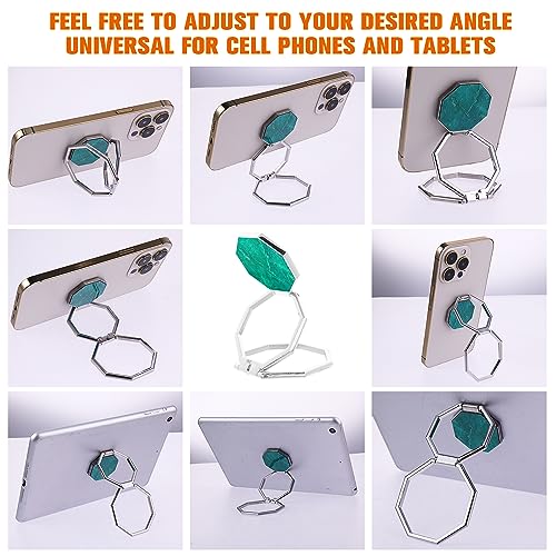 cobee Cell Phone Ring Holder Finger Kickstand, 360° Rotation Metal Cellphone Back Grip Foldable Cell Phone Stand Adjustable Phone Holder Compatible with Most Smartphones(Silver Marbling) - color: Silver Marbling