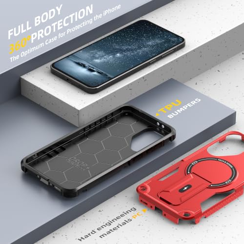 for Galaxy A37/A36-5G Case Military-Grade Dropproof Phone/Invisible Kickstand with MagSafe/HD Screen Protector, Protective Magnetic Phone Cover for Samsung Galaxy A37 4G/5G&A36 5G (Red) - color: Red