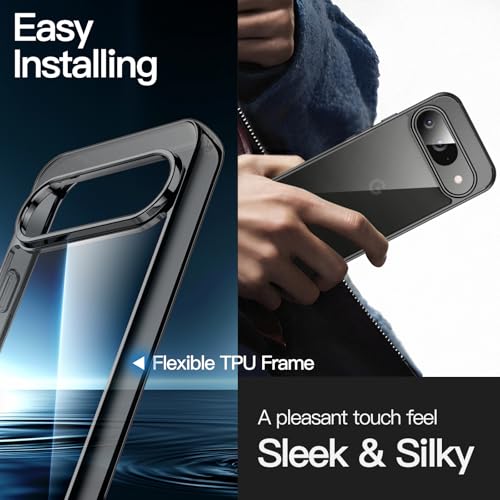 JETech Case for Google Pixel 9/9 Pro, Anti-Yellowing, Black | Shockproof Protection, Scratch Resistant Hard PC Back, Durable Transparent TPU Bumper - color: Black, size: Pixel 9/9 Pro