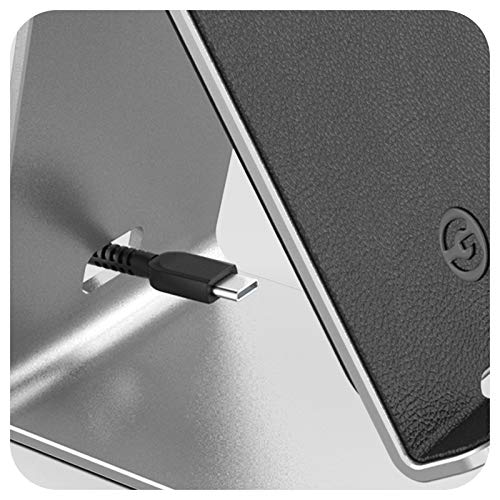 Encased PowerStand Wireless Charging Stand with Dimmable LED Backlights - Desktop Charger for iPhone, Android and Galaxy Phone Models (Aluminum Silver)