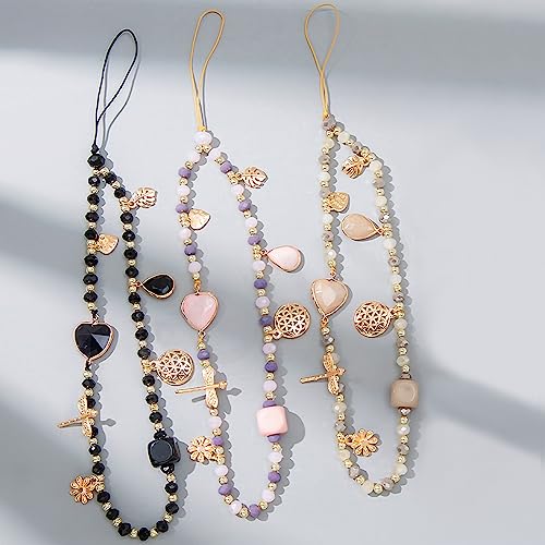 Phone Wrist Lanyards, Cute Phone Wrist Strap, Beaded Cellphone Lanyard Charms Strap For iPhone Case Keychain ID Badges Smartphones Accessories, Brown Heart - color: Brown Heart