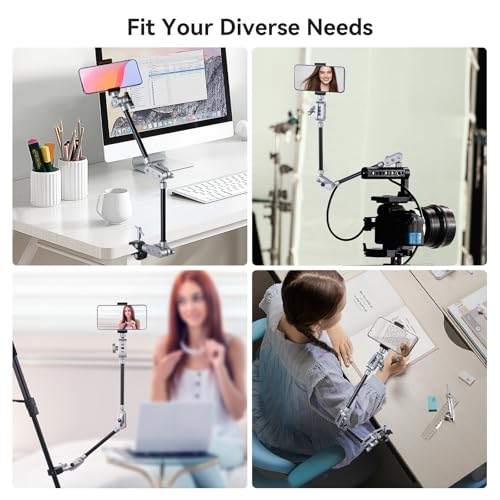 UTEBIT 22" Magic Arm w Clamp Mount, Overhead Desk Phone Mount 1/4" Thread - size: 22 inch