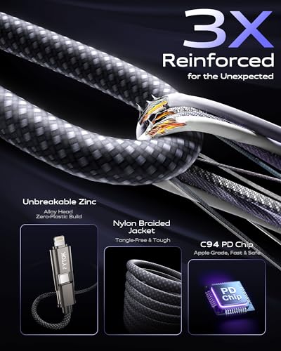 USB C Cable Fast Charging 60W iPhone Charger Cable 10FT Apple MFi Certified - size: 10FT-2Pack