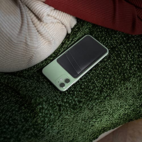 Phone Wallet Stick On, Leather Phone Card Holder, Credit Card Holder for Phone Case Compatible with iPhone, Samsung and Android - White, Black - color: White, Black
