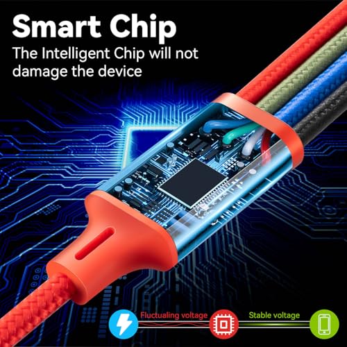 Minlu Short Multi Charging Cable,2Packs Charger Cord, 4 in 1,1FT Braided - size: 1 ft