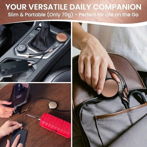 120W Fast Multi Charging Cable, 6 in 1 Retractable Charger (Ebony Golden) - color: Ebony Golden