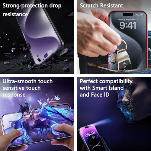 2 Pack Anti Blue Light Matte Screen Protector - color: Anti Blue Light Matte, size: iPhone 15 Pro Max