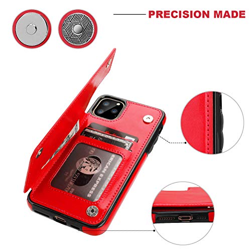 ONETOP for iPhone 11 Pro Max Wallet Case with Credit Card Holder,Red - color: Red