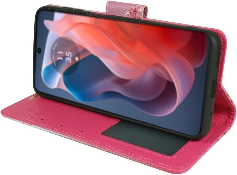Zase for Motorola Moto G Power 5G (2025/2026) Wallet Phone Case Purse Protective Premium PU Leather Magnetic Closure w/Kickstand ID Card Slot Wrist Strap Cute Design (Pink Cherry Blossom) - color: Pink Cherry Blossom