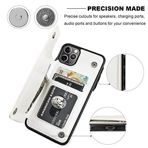 ONETOP for iPhone 11 Pro Max Wallet Case with Credit Card Holder,White - color: White